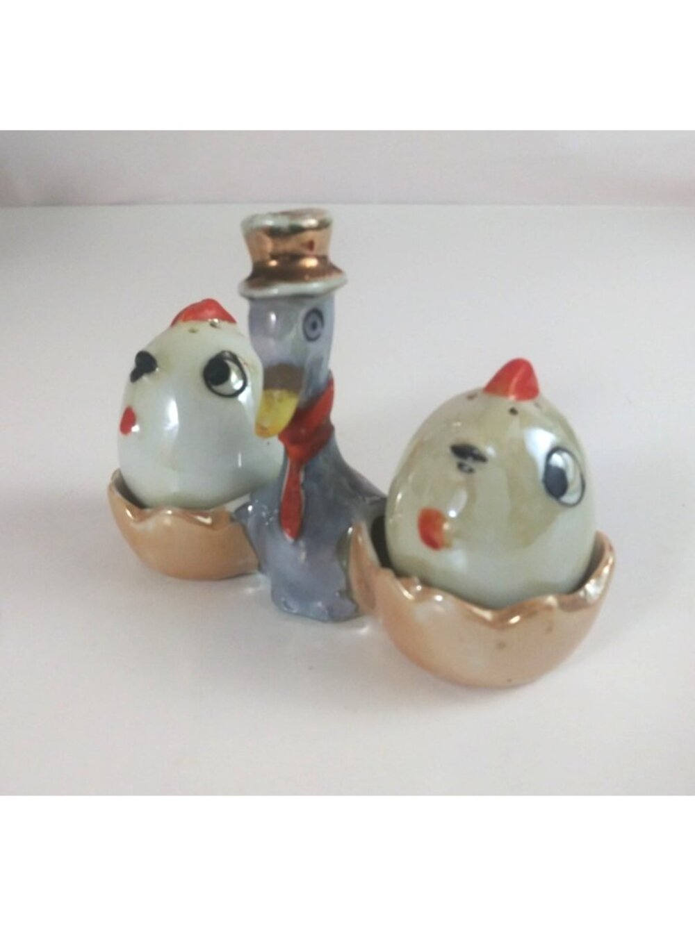 Vintage Lustreware Duck & Chicks Salt & Pepper Shakers Japan